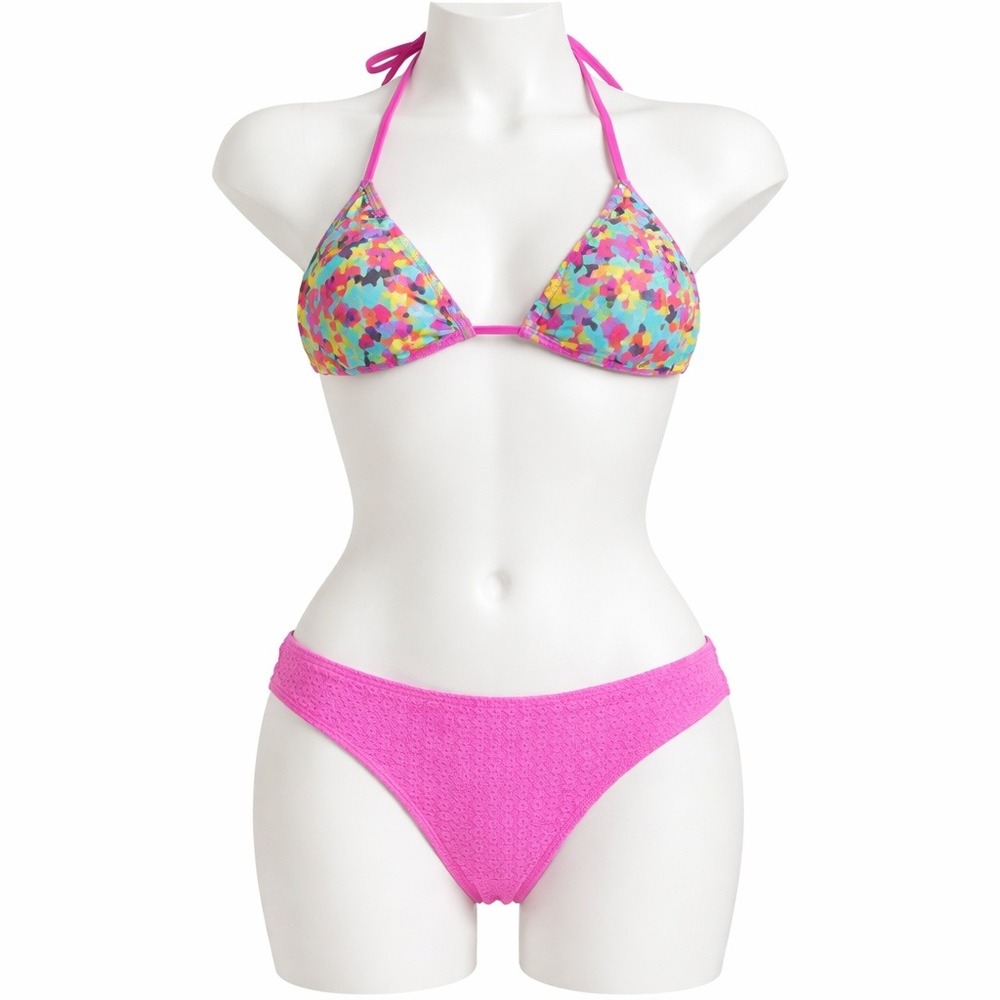 Thakoon for Target Pink Abstract Floral‎ Triangle Bikini Set Small